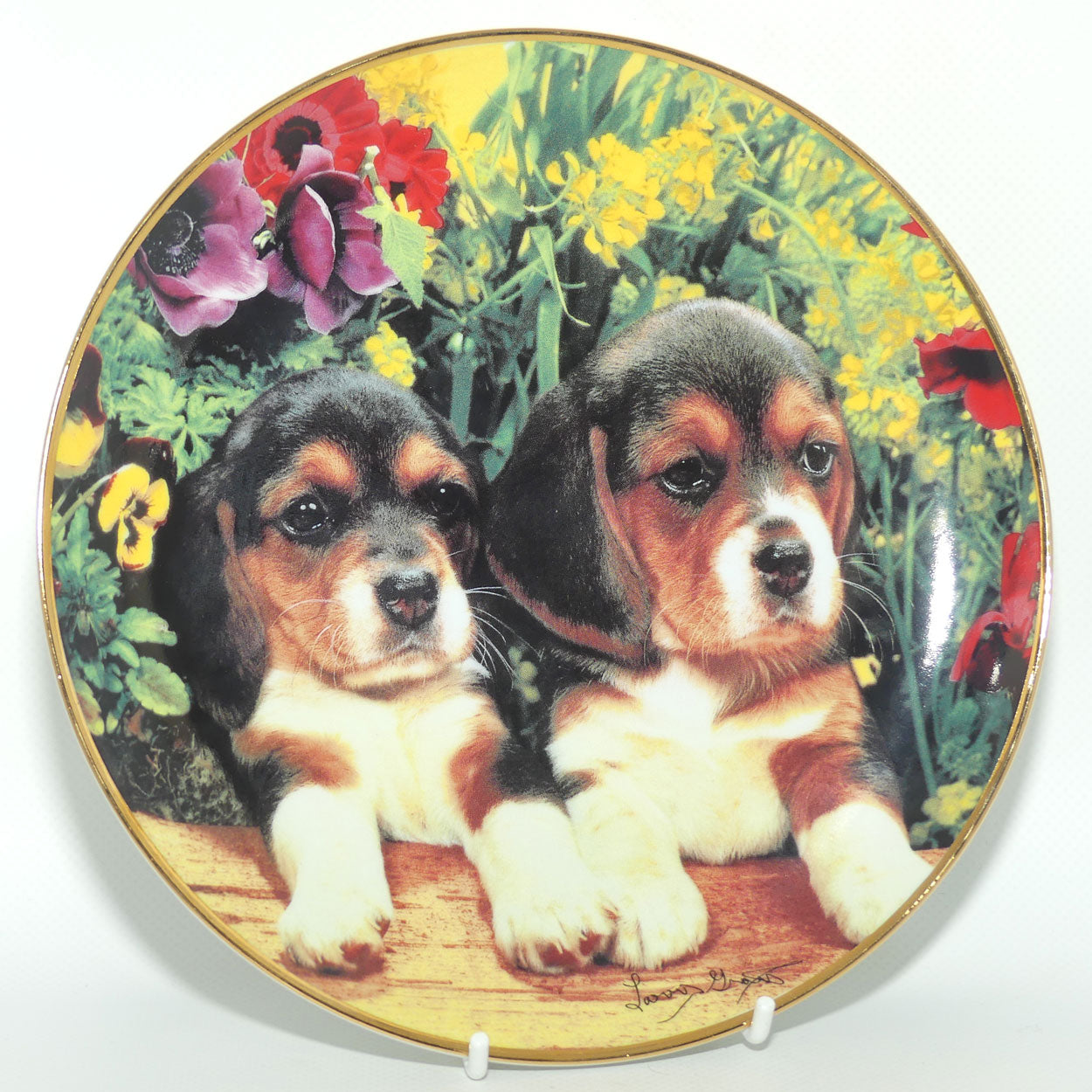 Franklin Mint | Puppies and Posies plate by Larry Grant