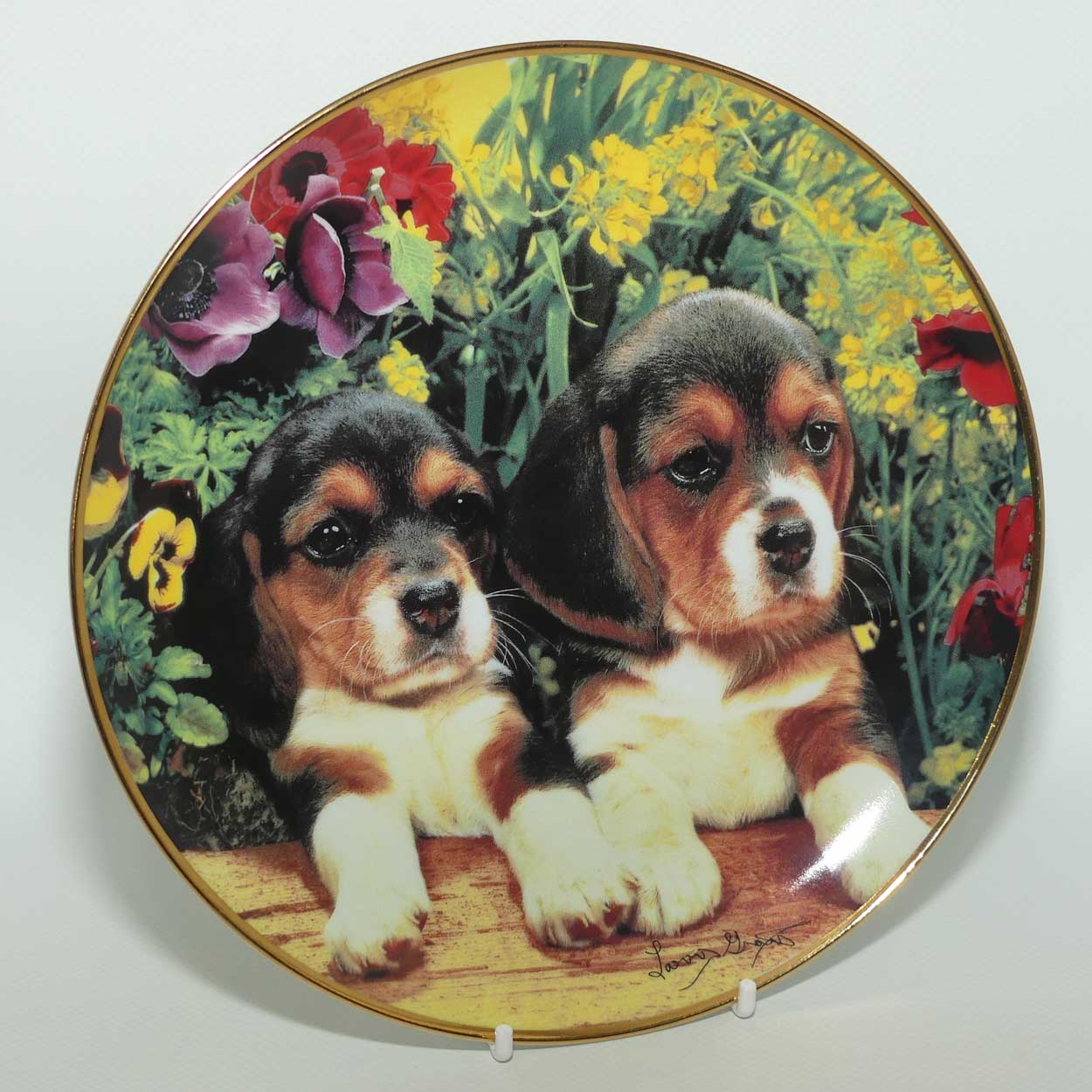 Franklin Mint | Puppies and Posies plate by Larry Grant