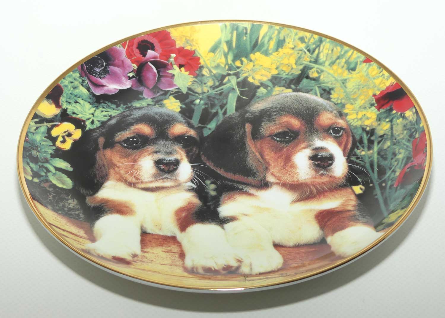 Franklin Mint | Puppies and Posies plate by Larry Grant
