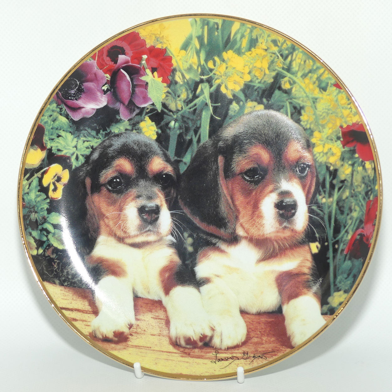 Franklin Mint | Puppies and Posies plate by Larry Grant