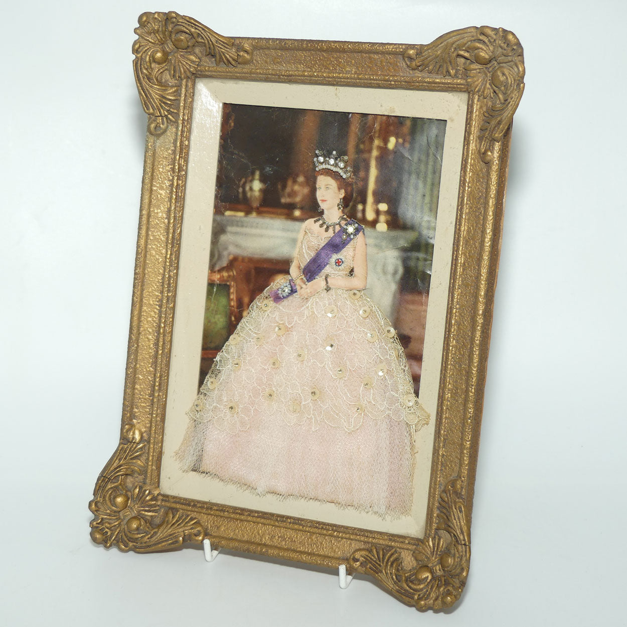Queen Elizabeth II heavily embellished framed shadow box print
