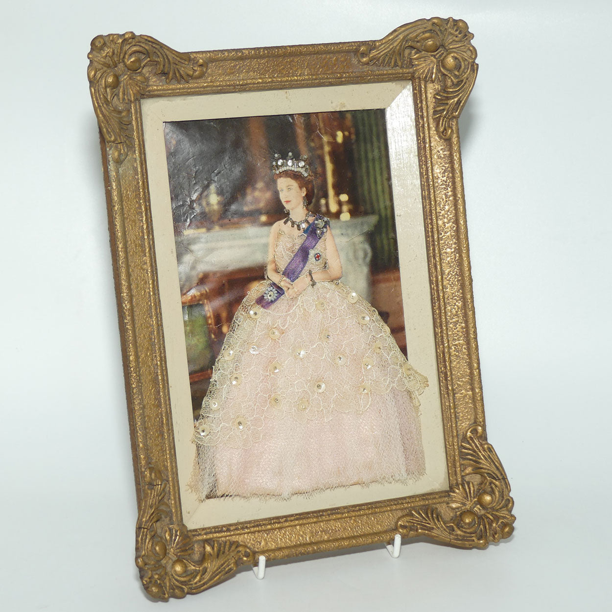 Queen Elizabeth II heavily embellished framed shadow box print