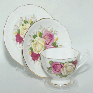 Queen Anne Bone China Roses pattern trio