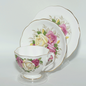 Queen Anne Bone China Roses pattern trio