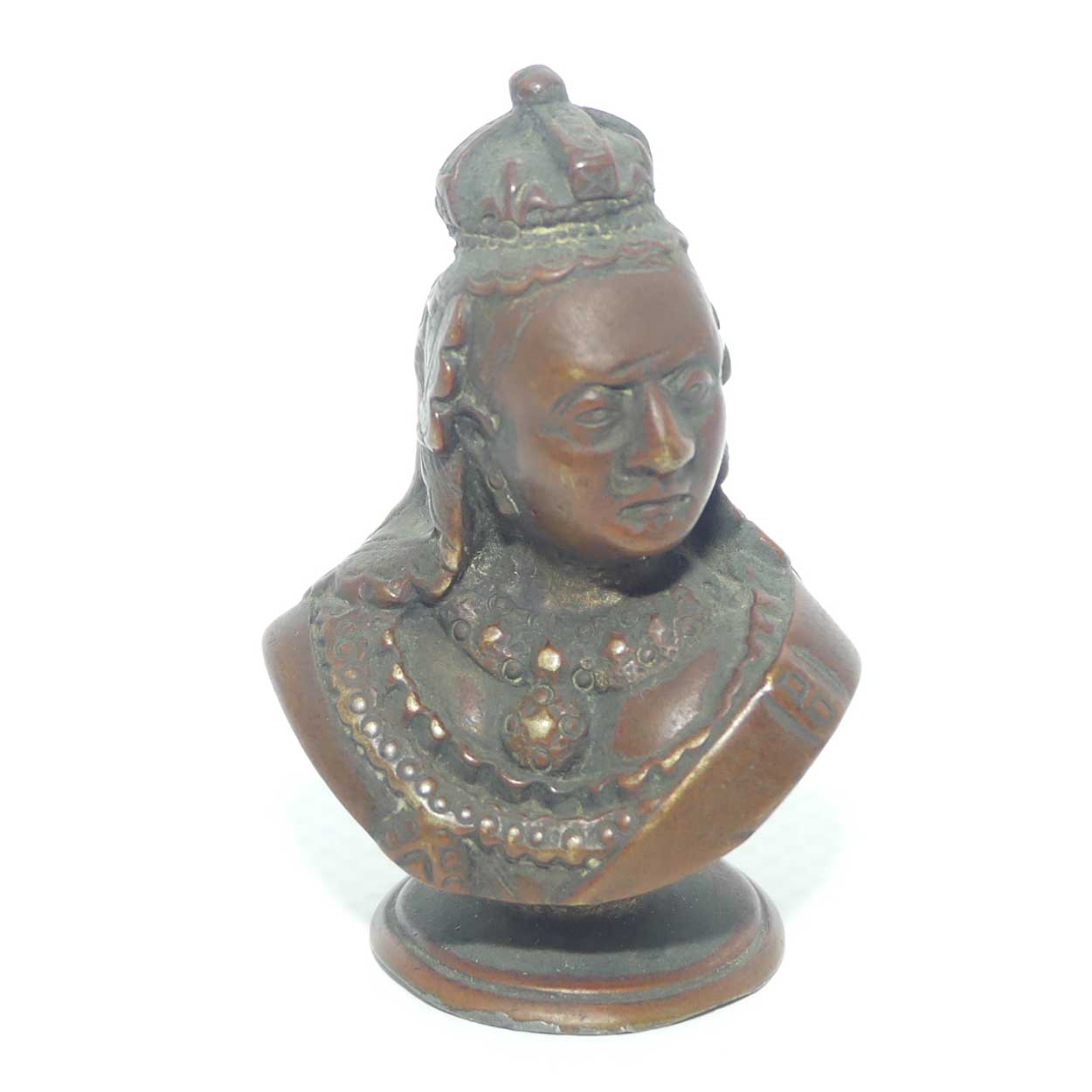 Antique Miniature Bronze Bust of Queen Victoria