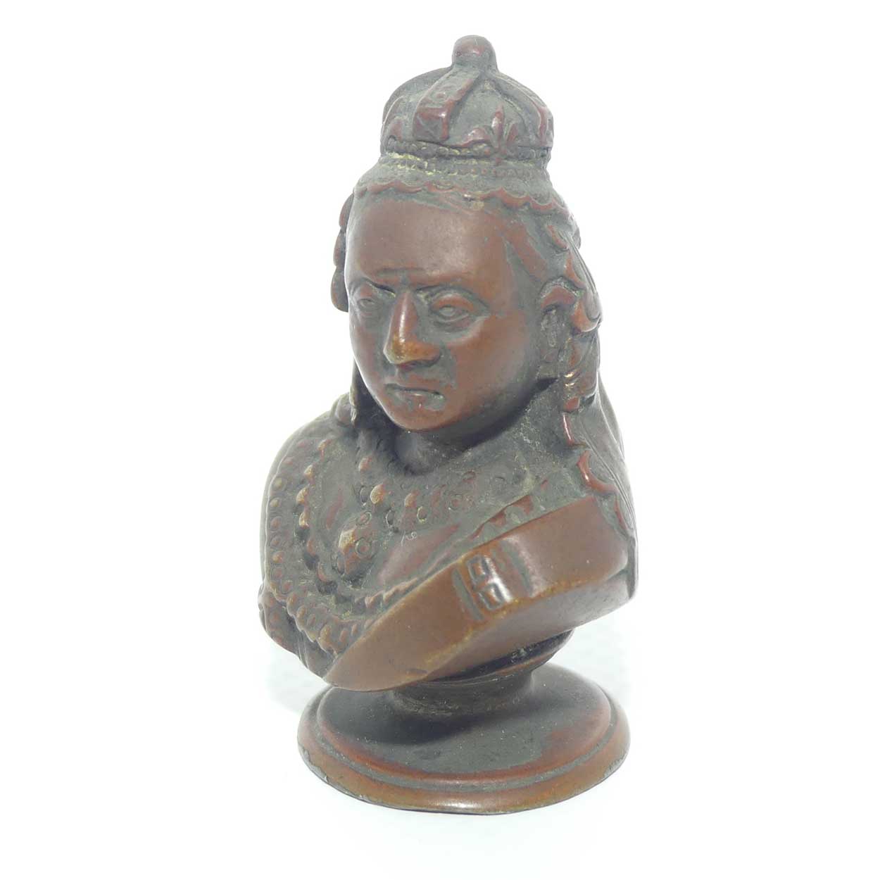 Antique Miniature Bronze Bust of Queen Victoria