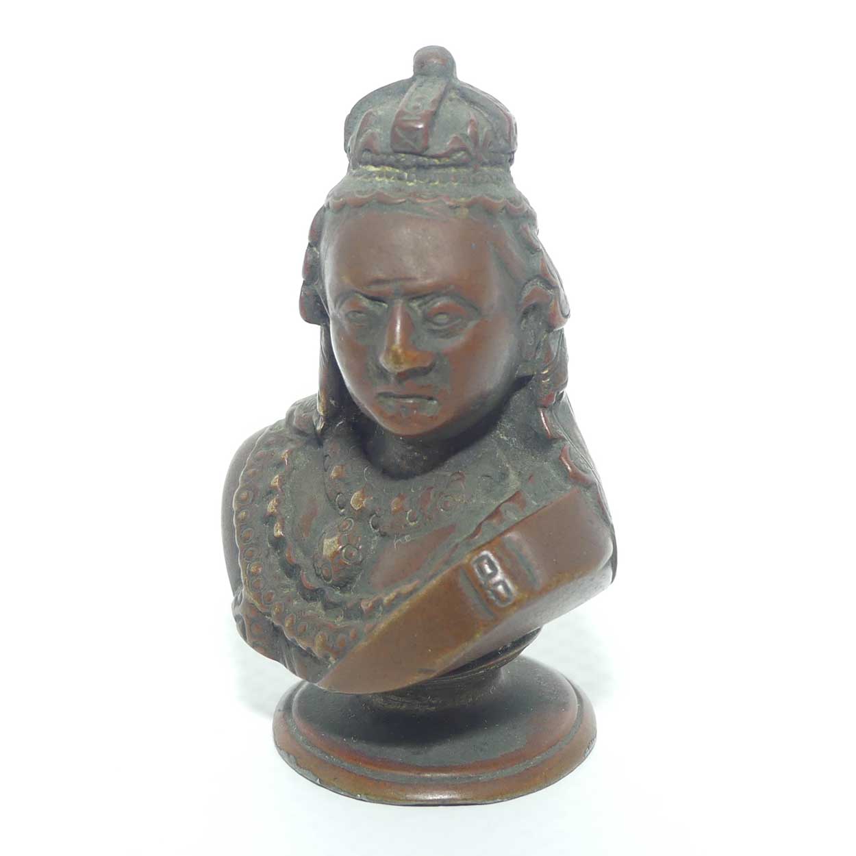 Antique Miniature Bronze Bust of Queen Victoria