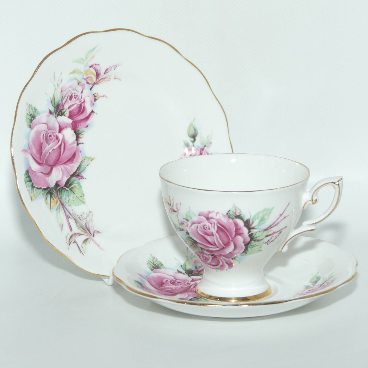 Royal Standard Queen Elizabeth pattern tea trio