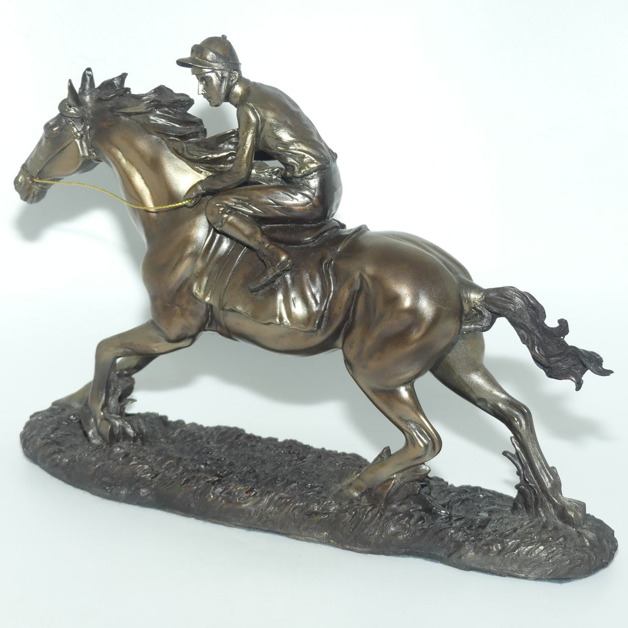 Decorator Cold Cast Bronze Jockey on Racehorse