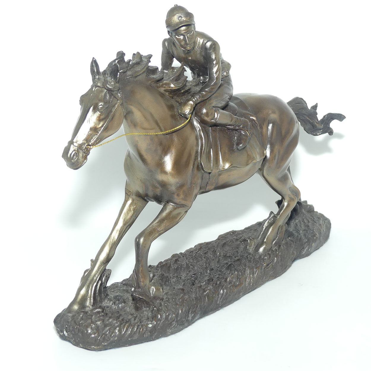 Decorator Cold Cast Bronze Jockey on Racehorse