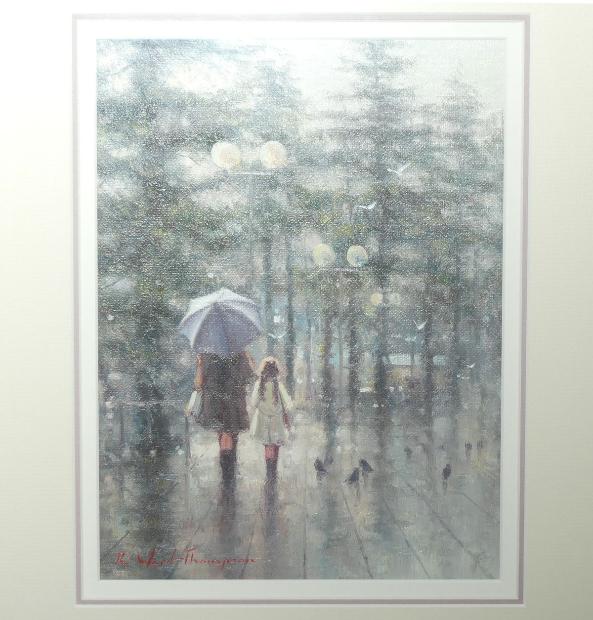 Original Oil on Board under Glass | Gilt Framed | Rainy Day in Manly | by Ramon Ward-Thompson