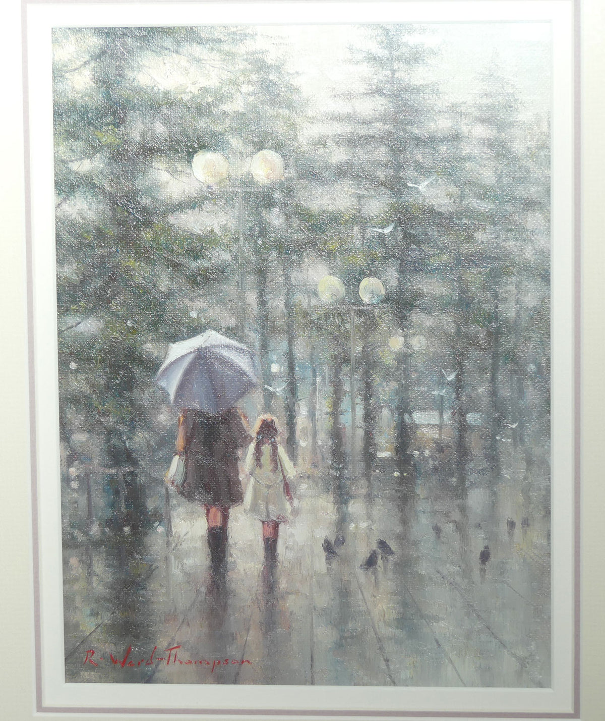 Original Oil on Board under Glass | Gilt Framed | Rainy Day in Manly | by Ramon Ward-Thompson