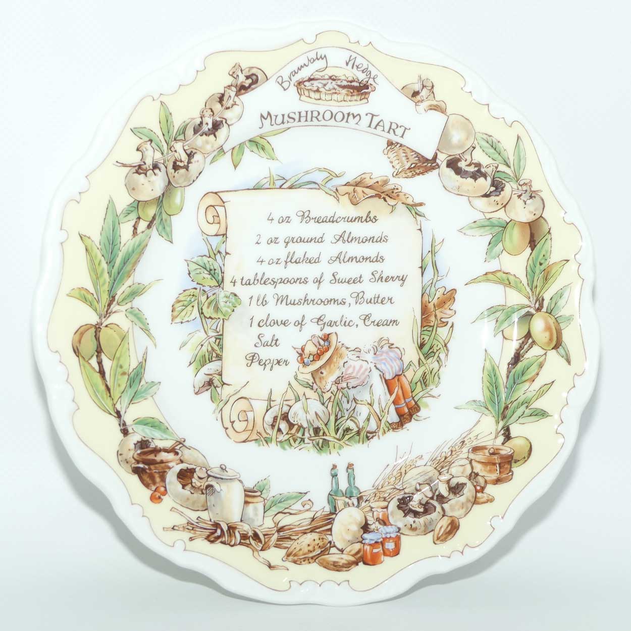 Royal Doulton Brambly Hedge Giftware | Recipe Plate Collection | Mushroom Tart | 20cm | boxed