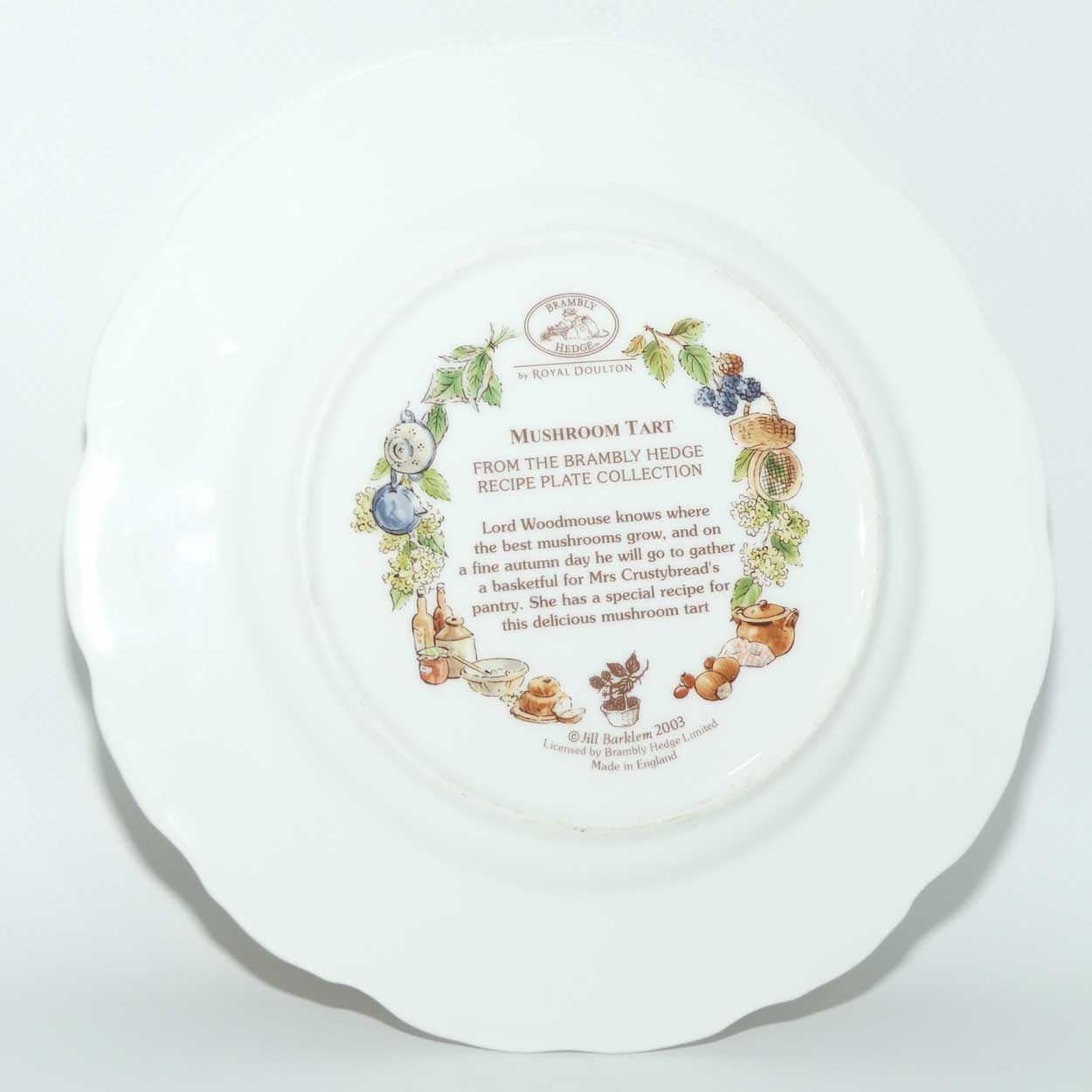 Royal Doulton Brambly Hedge Giftware | Recipe Plate Collection | Mushroom Tart | 20cm | boxed