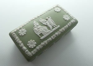 Wedgwood Jasper | White on Sage Green | Well decorated Rectangular box