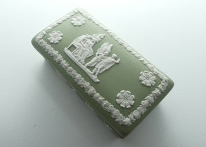 Wedgwood Jasper | White on Sage Green | Well decorated Rectangular box