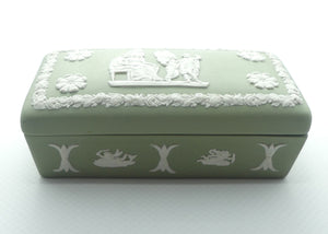 Wedgwood Jasper | White on Sage Green | Well decorated Rectangular box