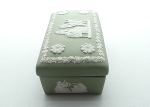 Wedgwood Jasper | White on Sage Green | Well decorated Rectangular box