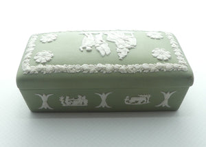 Wedgwood Jasper | White on Sage Green | Well decorated Rectangular box