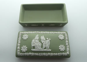 Wedgwood Jasper | White on Sage Green | Well decorated Rectangular box