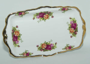 Royal Albert Bone China England Old Country Roses rectangular sandwich tray | © 1962 Royal Albert Ltd stamp | #2