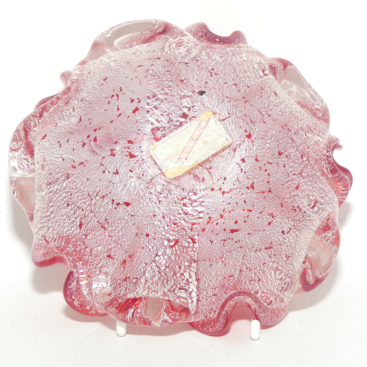 Vetro Artistico Veneziano Barbini Murano Glass Red and Silver Aventurine tray