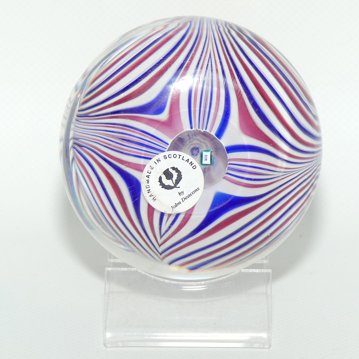 John Deacons Scotland Red White and Blue Marbrie paperweight #1