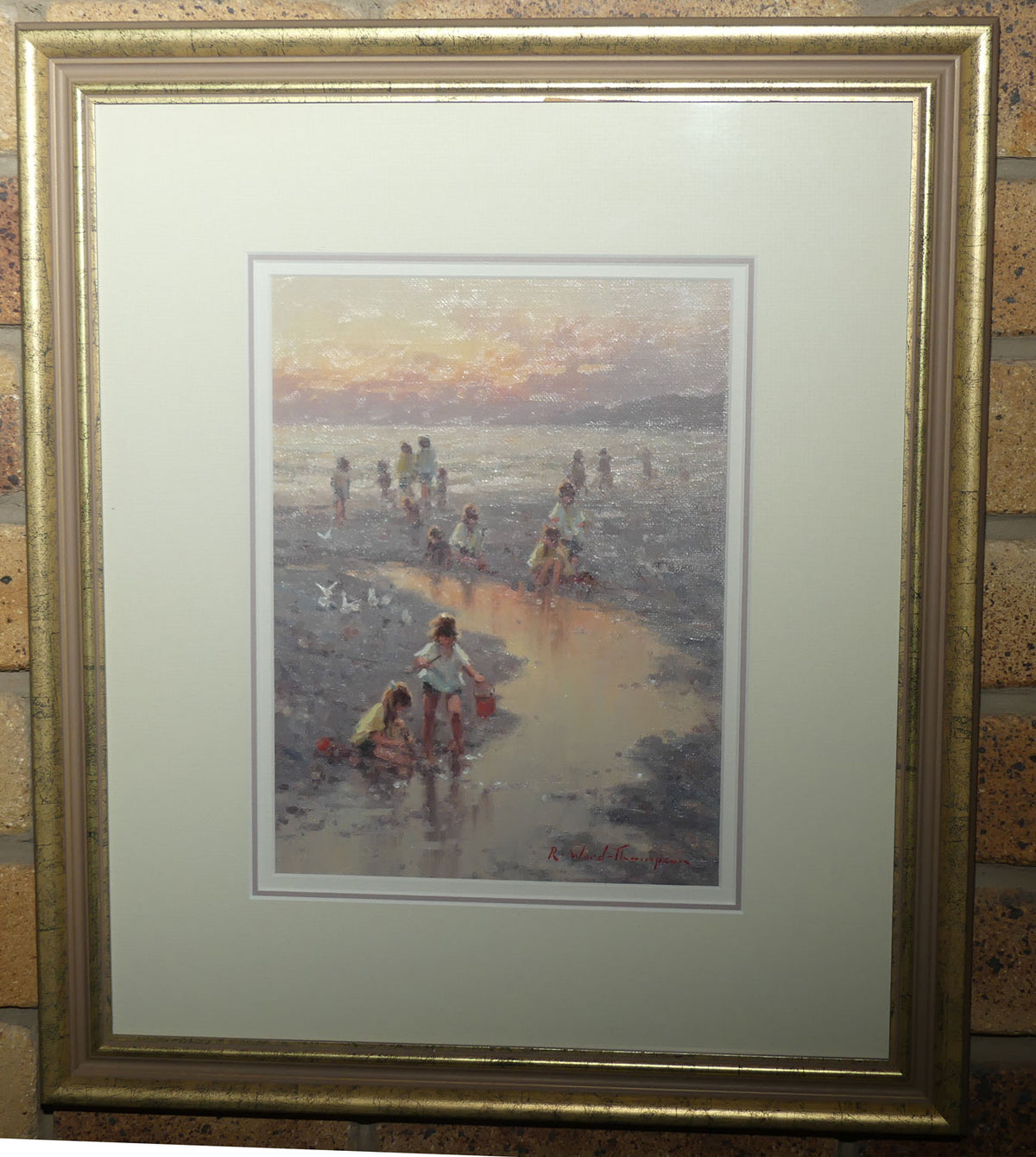 Original Oil on Board under Glass | Gilt Framed | The Red Bucket | by Ramon Ward-Thompson