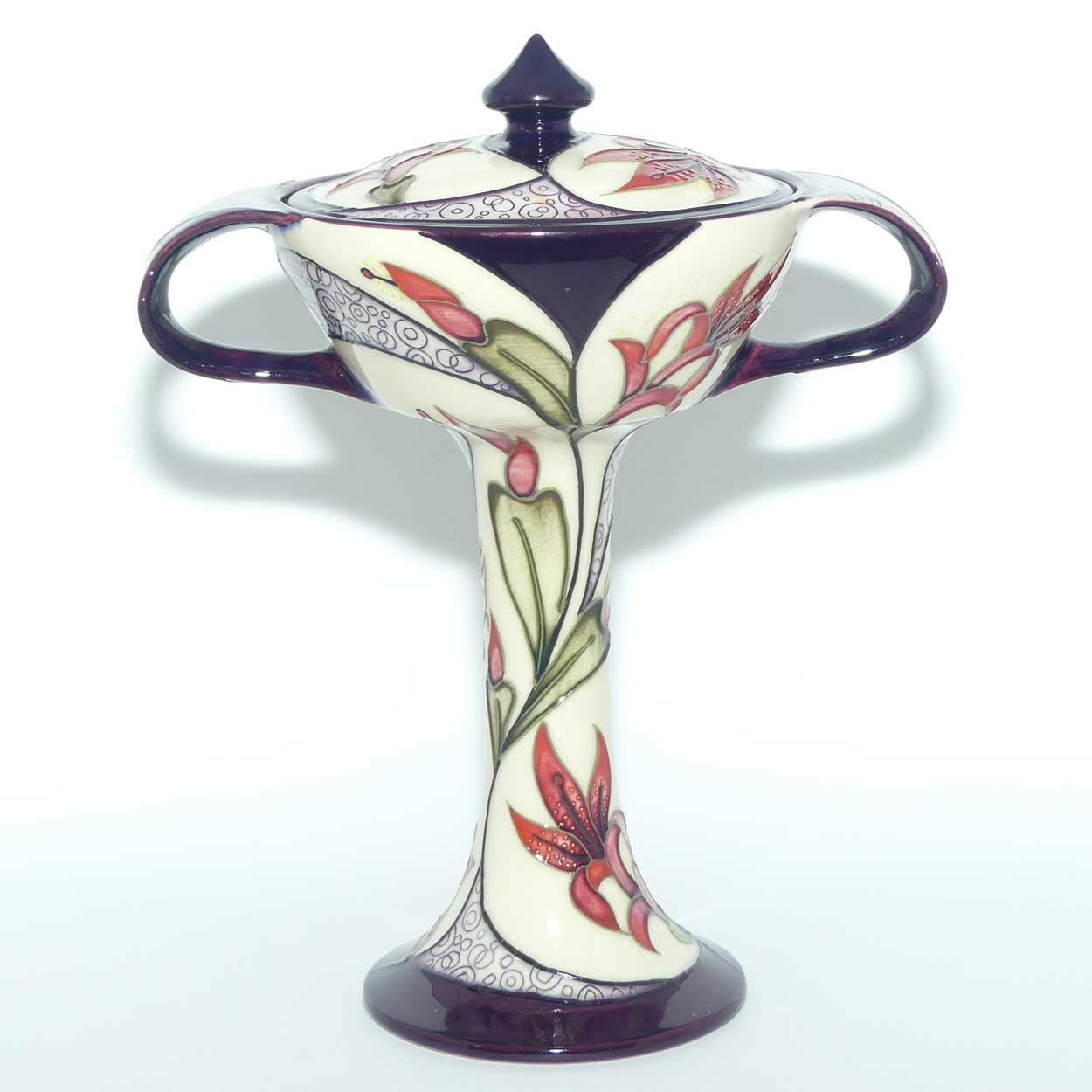 Moorcroft Red Lily bonboniere | Shape 28/9 | red dot