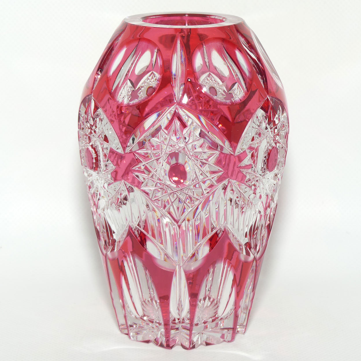 Cranberry Overlay Crystal vase | Cranberry cut to Clear