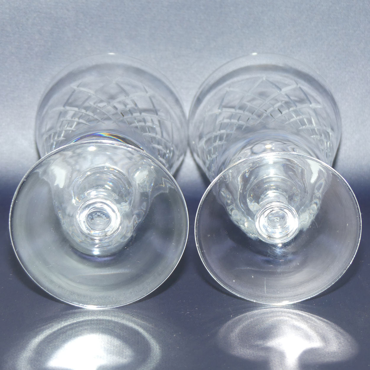 Pair of Webb Crystal fancy diamond cut wine glasses | 225ml | 3 for the price of 2