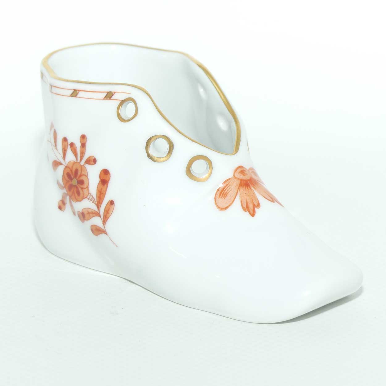 Herend Hungary small Red Flower decorated shoe | 7570/A09