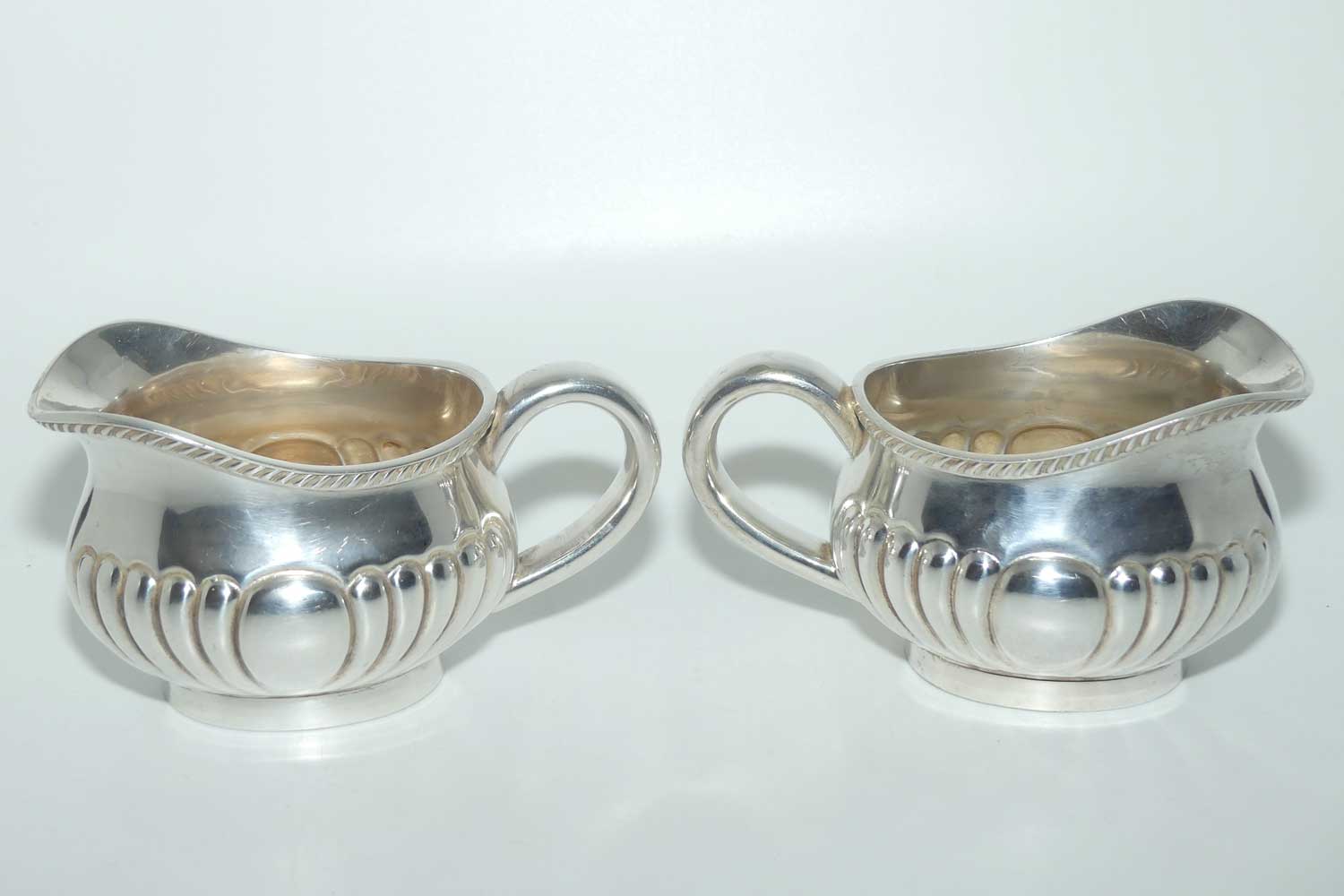 Reed and Barton Silver Plated pair of creamers | Gadrooned design | Shape 2922