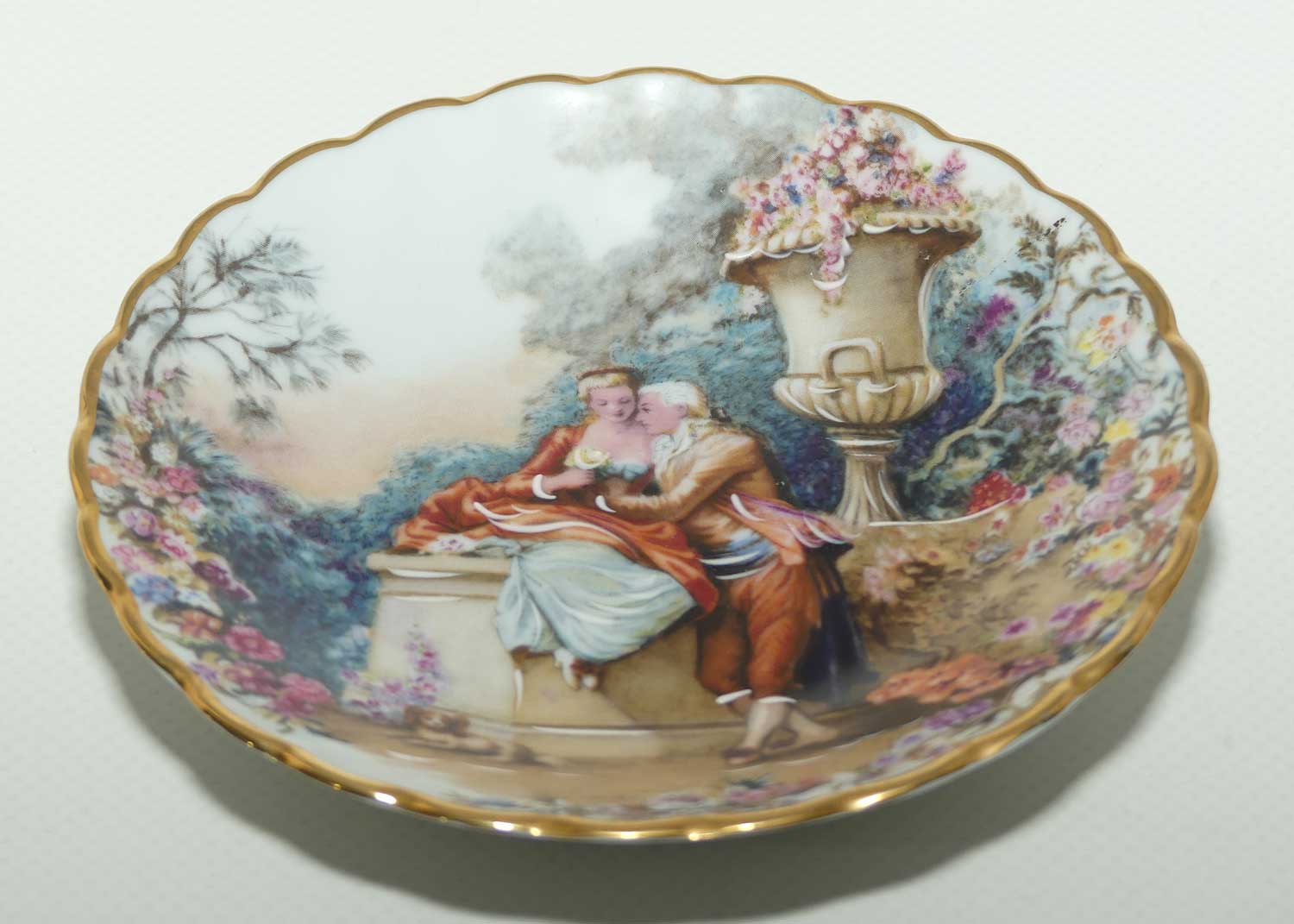 Limoges France Rehausse Main plate | Courting Couple in Garden | 12cm