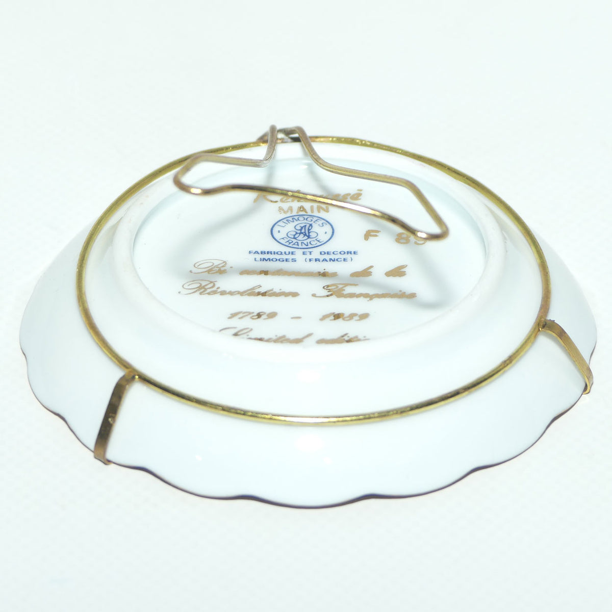 Rehausse Main Limoges France Blue and Gilt border Duck in Flight Scene plate | 9.5cm wide