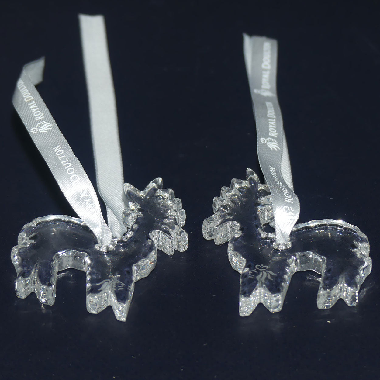 Royal Doulton Crystal Christmas Tree ornament | Two Reindeers | Boxed