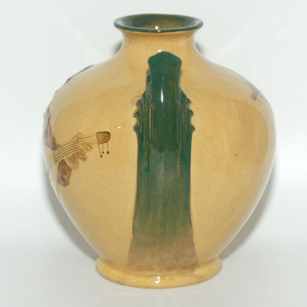 Royal Doulton Rembrandt ware low relief Minstrel vase by Noke