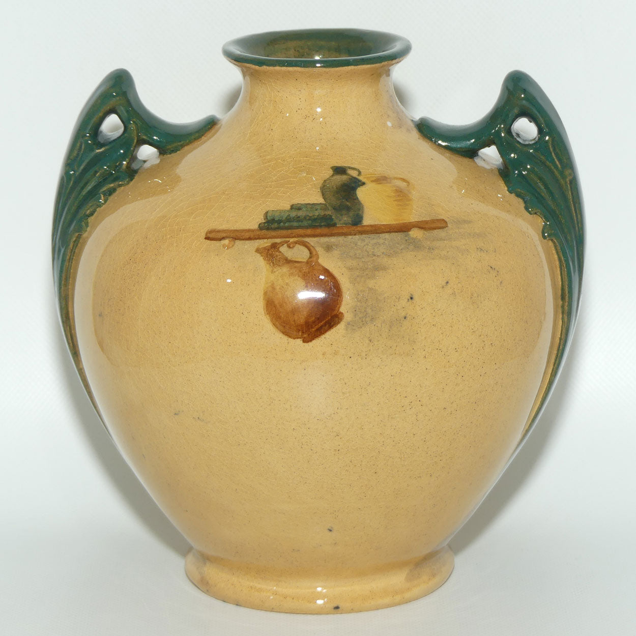 Royal Doulton Rembrandt ware low relief Minstrel vase by Noke