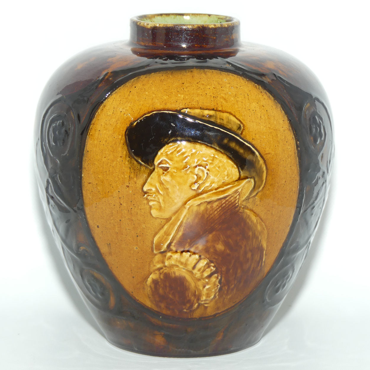 Doulton Burslem Rembrandt Ware Low Relief Holbien Glaze vase