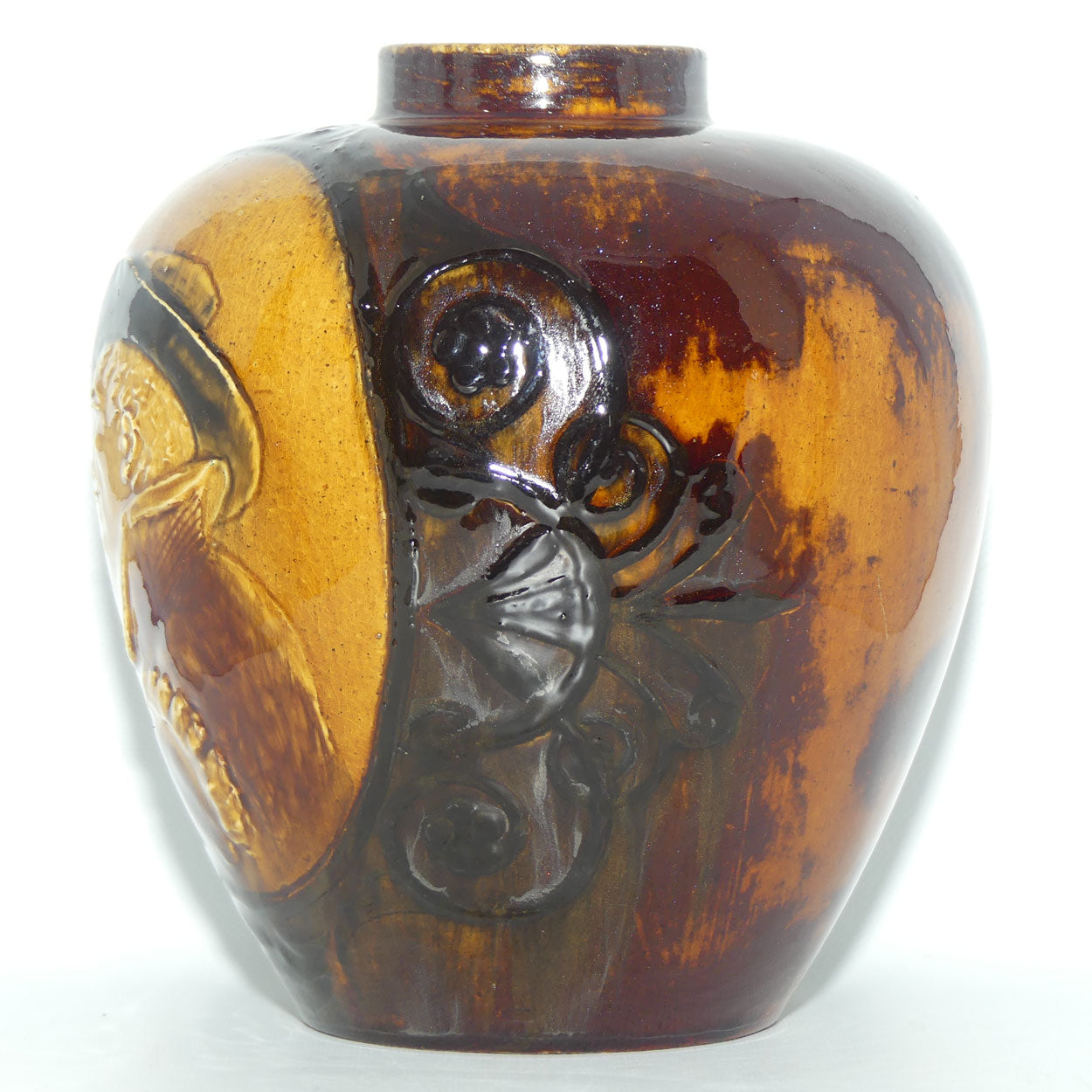 Doulton Burslem Rembrandt Ware Low Relief Holbien Glaze vase