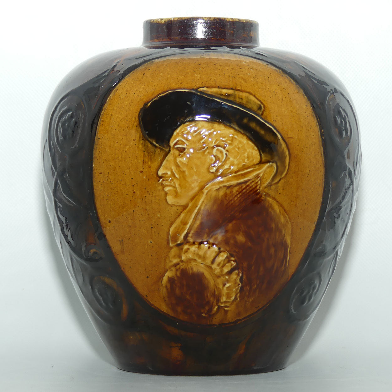 Doulton Burslem Rembrandt Ware Low Relief Holbien Glaze vase