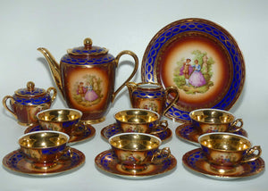 Grizelle West Germany Rembrandt Ware 16 piece coffee set | Heavily Gilt and signed Fragonard