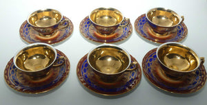 Grizelle West Germany Rembrandt Ware 16 piece coffee set | Heavily Gilt and signed Fragonard