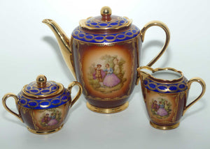 Grizelle West Germany Rembrandt Ware 16 piece coffee set | Heavily Gilt and signed Fragonard