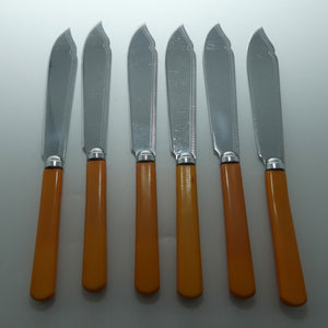 Set of 6 Orange Handle Fisheaters | Knives and Forks