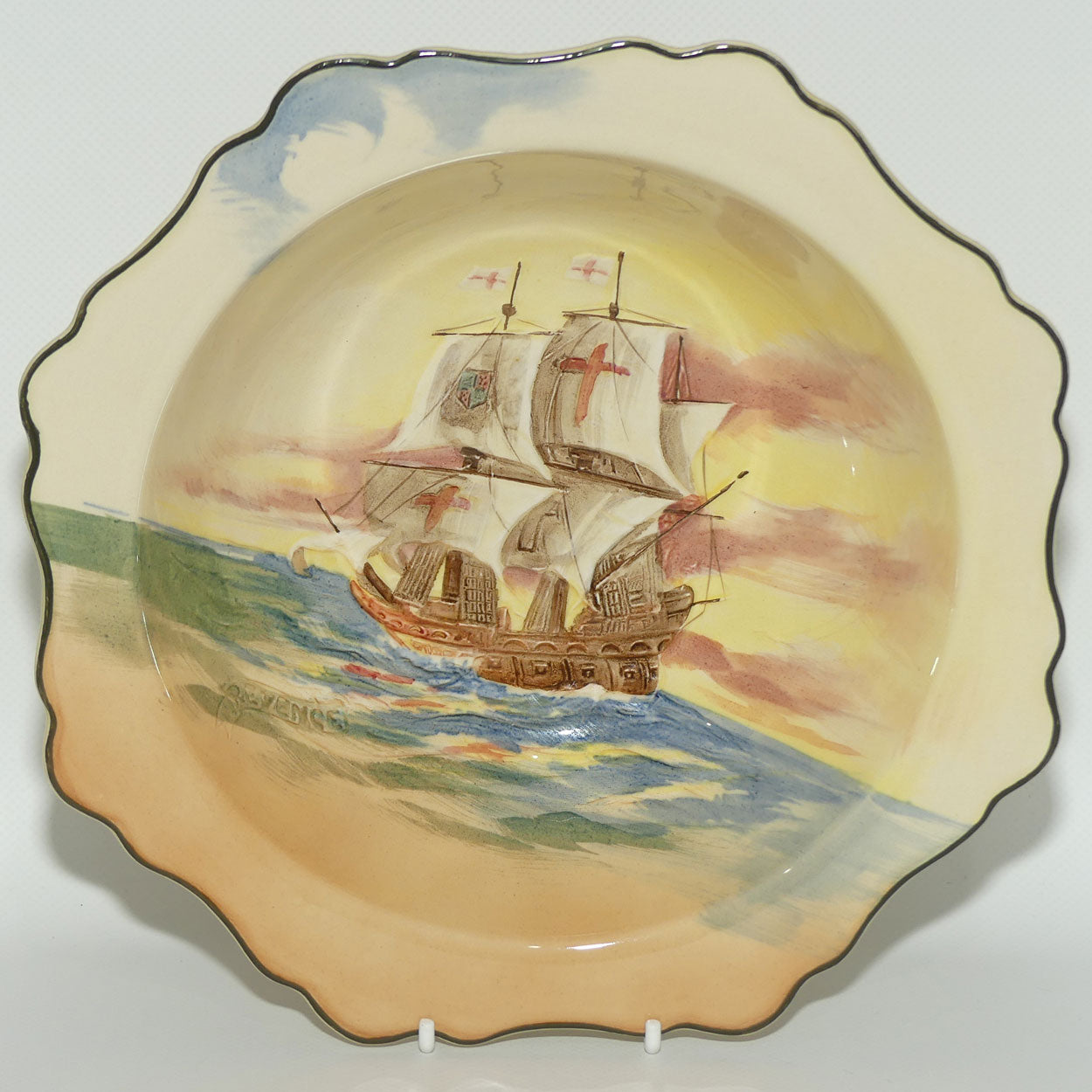 Royal Doulton Famous Ships series | The Revenge unusual octagonal bowl D5957 | #2
