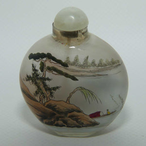 Reverse Painted inside Glass Oriental scene Snuff Bottle | Round