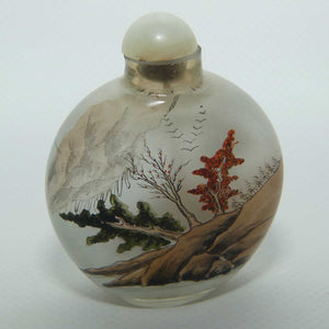 Reverse Painted inside Glass Oriental scene Snuff Bottle | Round