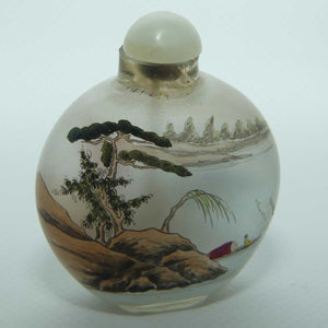 Reverse Painted inside Glass Oriental scene Snuff Bottle | Round