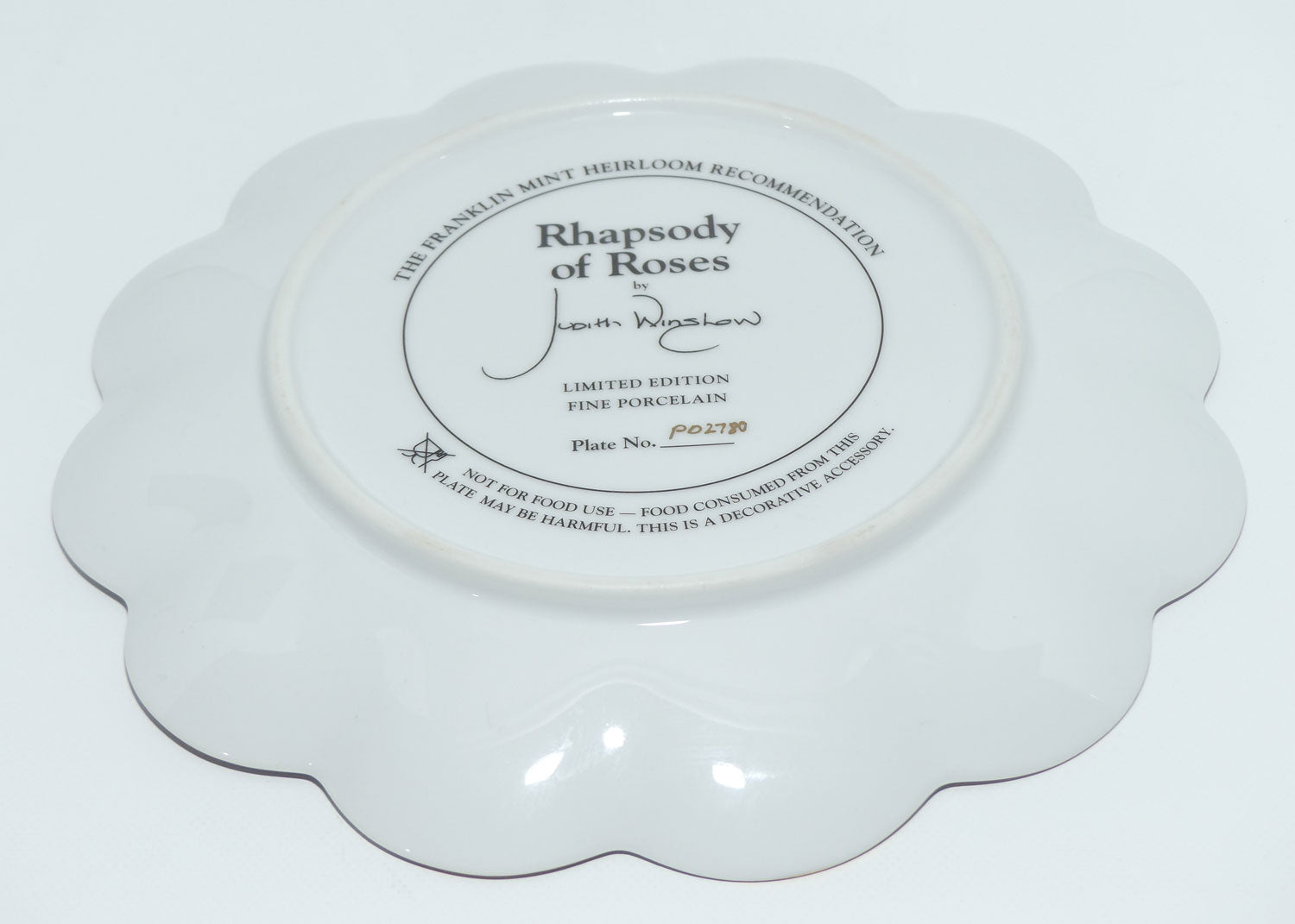 Franklin Mint plate | Rhapsody of Roses by Judith Winston